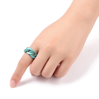 Acrylic Curb Chains Finger Rings RJEW-JR00311-01-1