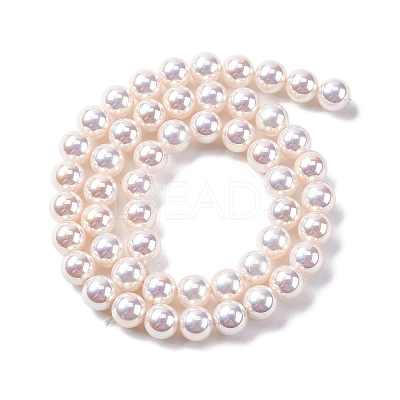 UV Plating Pearlized Glass Pearl Beads Strands GLAA-F128-01B-T02-1