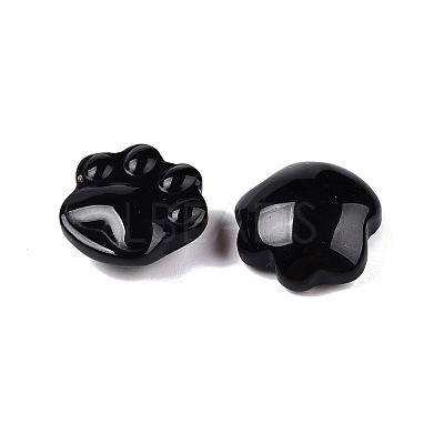Natural Obsidian Cat Paw Print Figurines DJEW-N003-03A-1