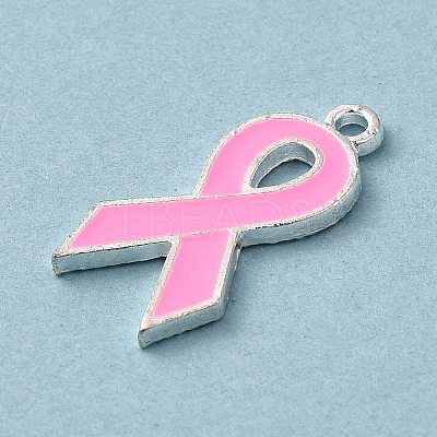 Breast Cancer Pink Awareness Ribbon Theme Alloy Enamel Pendants LS-ENAM-A147-01L-1