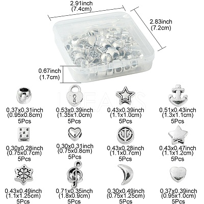 60Pcs 12 Style Tibetan Style Alloy European Beads TIBEB-FS0001-05-1