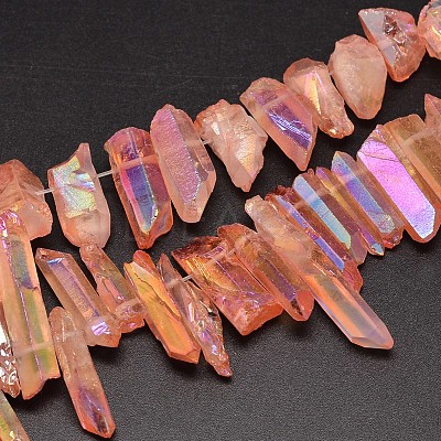 Electroplated Natural Quartz Crystal Beads Strands G-A142-03G-1