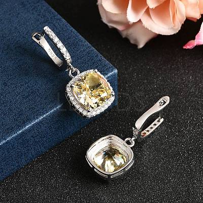 925 Sterling Silver Micro Pave Cubic Zirconia Dangle Hoop Earrings EJEW-F371-01A-02-1