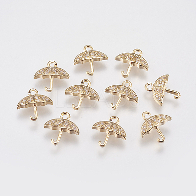 Brass Micro Pave Cubic Zirconia Charms KK-A144-002G-1