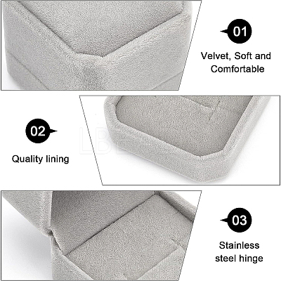 12Pcs 6 Colors Square Velvet Ring Boxes VBOX-BC0001-06-1