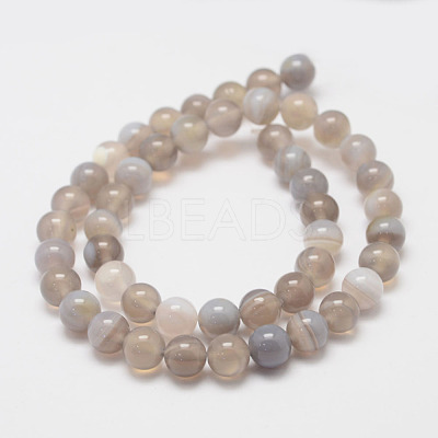 Natural Striped Agate/Banded Agate Bead Strands G-K155-D-8mm-02-1