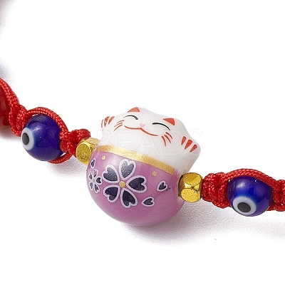 Adjustable Lanmpword Evil Eye Braided Bead Bracelet BJEW-JB11059-1