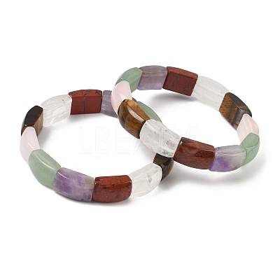 Natural Mixed Stone Bead Stretch Bracelets for Women Men BJEW-C097-02A-16-1