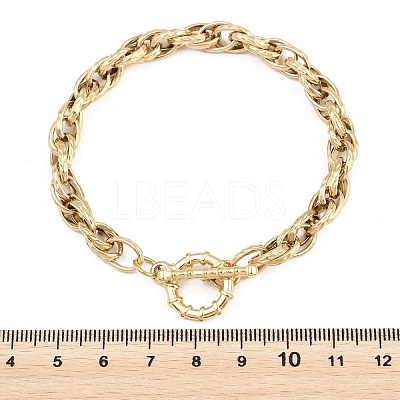 Textured 304 Stainless Steel Double Link Chain Bracelets for Women BJEW-P391-01B-G-1