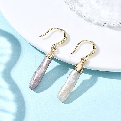 Electroplated Natural Keshi Pearl Dangle Earrings EJEW-JE06708-1