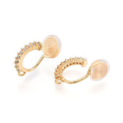 Brass Micro Pave Cubic Zirconia Clip-on Earring Findings KK-N261-122B-G-1