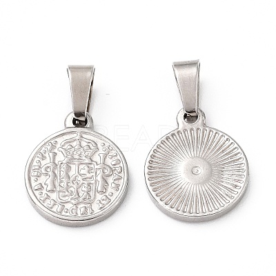 Non-Tarnish 304 Stainless Steel Coin Pendants STAS-F183-01P-A-1