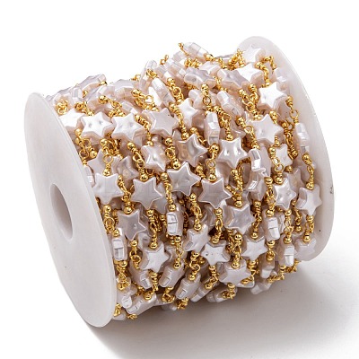 Handmade Brass CCB Plastic Link Chains CHC-I036-57G-1