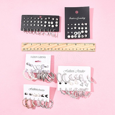 5 Sets 5 Colors Alloy Hoop Earring Sets EJEW-FS0001-23B-1