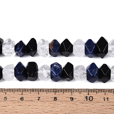 Natural Obsidian & Sodalite & Quartz Crystal Beads Strands G-N358-01A-02-1