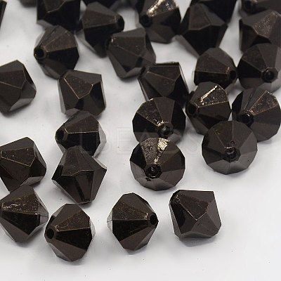 Faceted Bicone Transparent Acrylic Beads DBB8mm10-1
