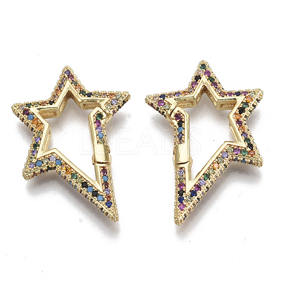 Brass Micro Pave Cubic Zirconia Spring Gate Rings ZIRC-S066-034A-NF-1