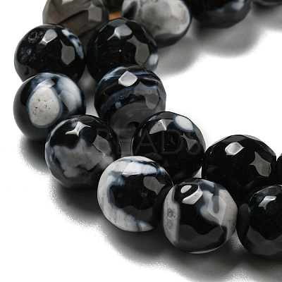Dyed Natural Fire Crackle Agate Faceted Round Beads Strands G-E320C-8mm-08-1