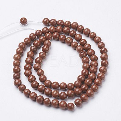 Natural Red Jasper Round Beads Strands X-GSR4mmC011-1