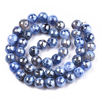 Electroplate Natural Agate Beads Strands G-T131-54G-1