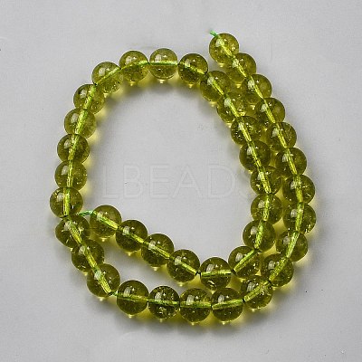 Natural Crackle Olive Quartz Round Beads Strands G-WH0043-007C-1