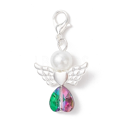 Glass Angel Pendant Decorations HJEW-JM03561-1