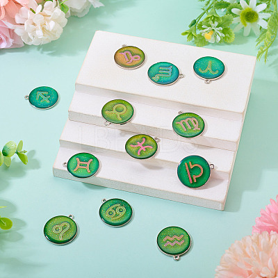 12Pcs 12 Constellations Epoxy Resin Pendants FIND-TAC0027-38-1