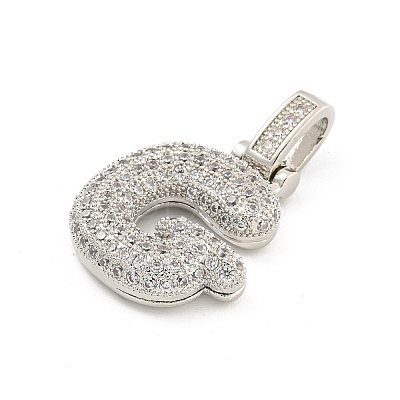 Brass Micro Pave Clear Cubic Zirconia Pendants KK-B099-01P-G-1