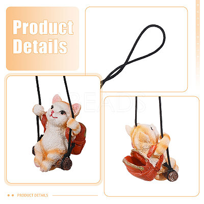 Resin Cat Pendant Decorations HJEW-WH0102-018-1
