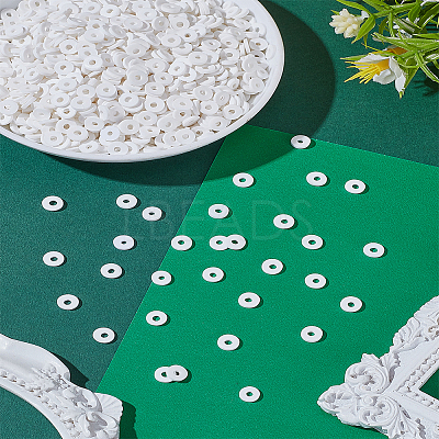 5 Strands Flat Round Handmade Polymer Clay Beads CLAY-LP0001-04A-1