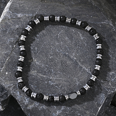 Bohemian Style Natural Lava Rock Beads Stretch Beads for Women Men CZ0038-1