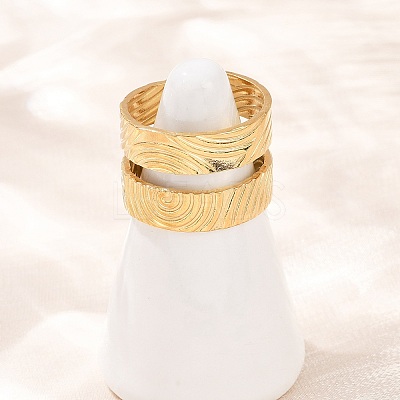 304 Stainless Steel Cuff Open Rings for Women RJEW-H255-01G-06-1