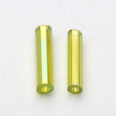 Transparent Colours Rainbow Glass Bugle Beads TSDB6MM164-1