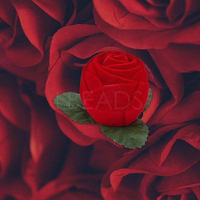 Flocking Plastic Rose Finger Ring Boxes CON-DR0001-01-1