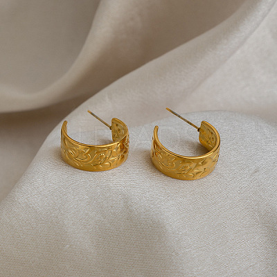 304 Stainless Steel C-shaped Stud Earrings BI3603-1