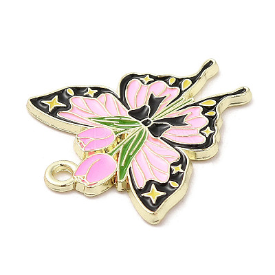 Light Gold Plated Alloy Enamel Pendants ENAM-L041-03B-1