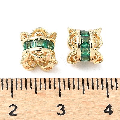 Brass Micro Pave Cubic Zirconia European Beads KK-A254-26G-02-1