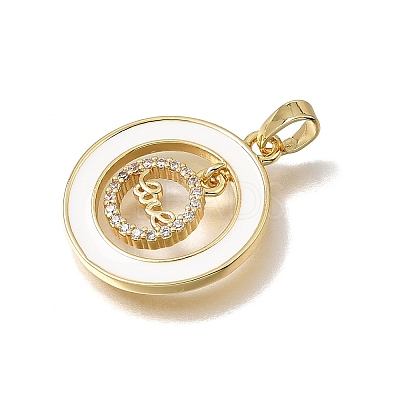 Brass Micro Pave Clear Cubic Zirconia with White Enamel Pendants CU-CBAA556-08B-1