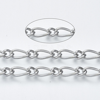 Non-Tarnish 3.28 Feet 304 Stainless Steel Curb Chains X-CHS-S001-07A-P-1