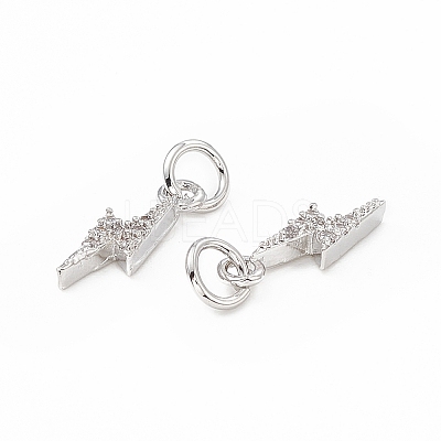 Brass Micro Pave Cubic Zirconia Charms KK-E068-VB223-1