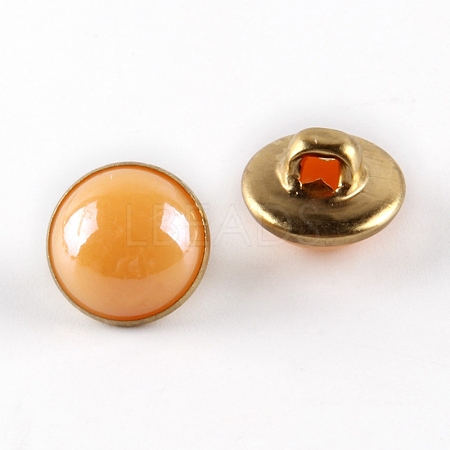 1-Hole Brass Resin Button BUTT-WH0015-35G-1