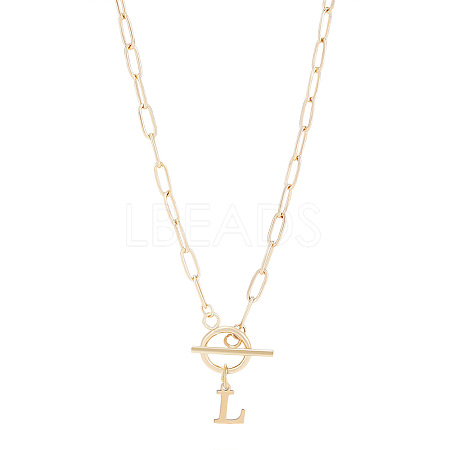 304 Stainless Steel Letter Pendant Necklaces NJEW-LP0001-52L-G-1