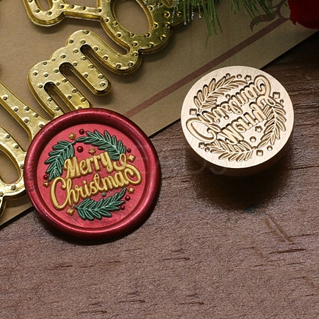 Merry Christmas Series Wax Seal Brass Stamp Head LS-AJEW-M037-01G-03-1