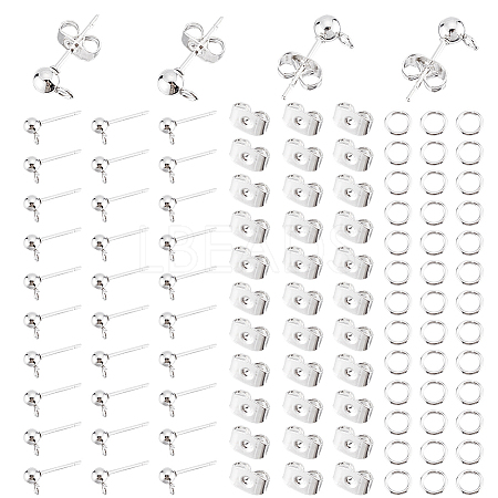   100Pcs 304 Stainless Steel Ball Stud Earring Post FIND-PH0006-65-1