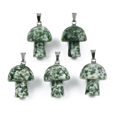 Natural Green Spot Jasper Pendants X-G-N0325-10Q-1