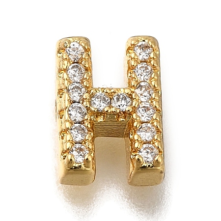 Rack Plating Brass Micro Pave Clear Cubic Zirconia Beads KK-G500-30G-H-1