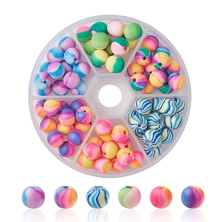 90Pcs 6 Colors Handmade Polymer Clay Beads CLAY-YW0001-80-1
