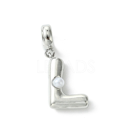 Rack Plating Brass with ABS Plastic Pearl European Dangle Charms KK-G501-02L-P-1