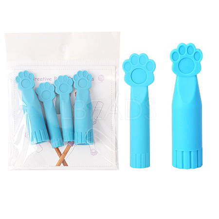 2Pcs Paw Print Silicone Knitting Needle Point Protectors PW-WG83120-01-1