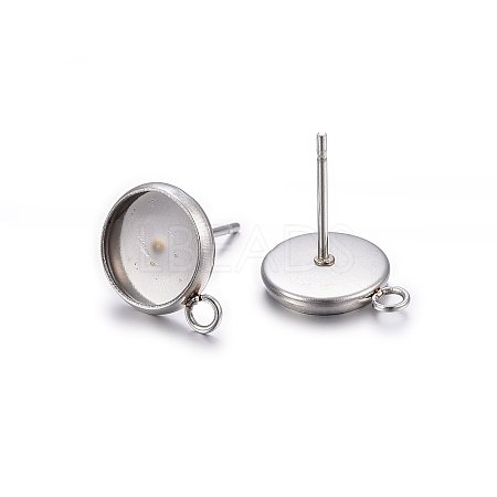 Non-Tarnish 304 Stainless Steel Stud Earring Settings LS-STAS-H467-08P-8mm-1